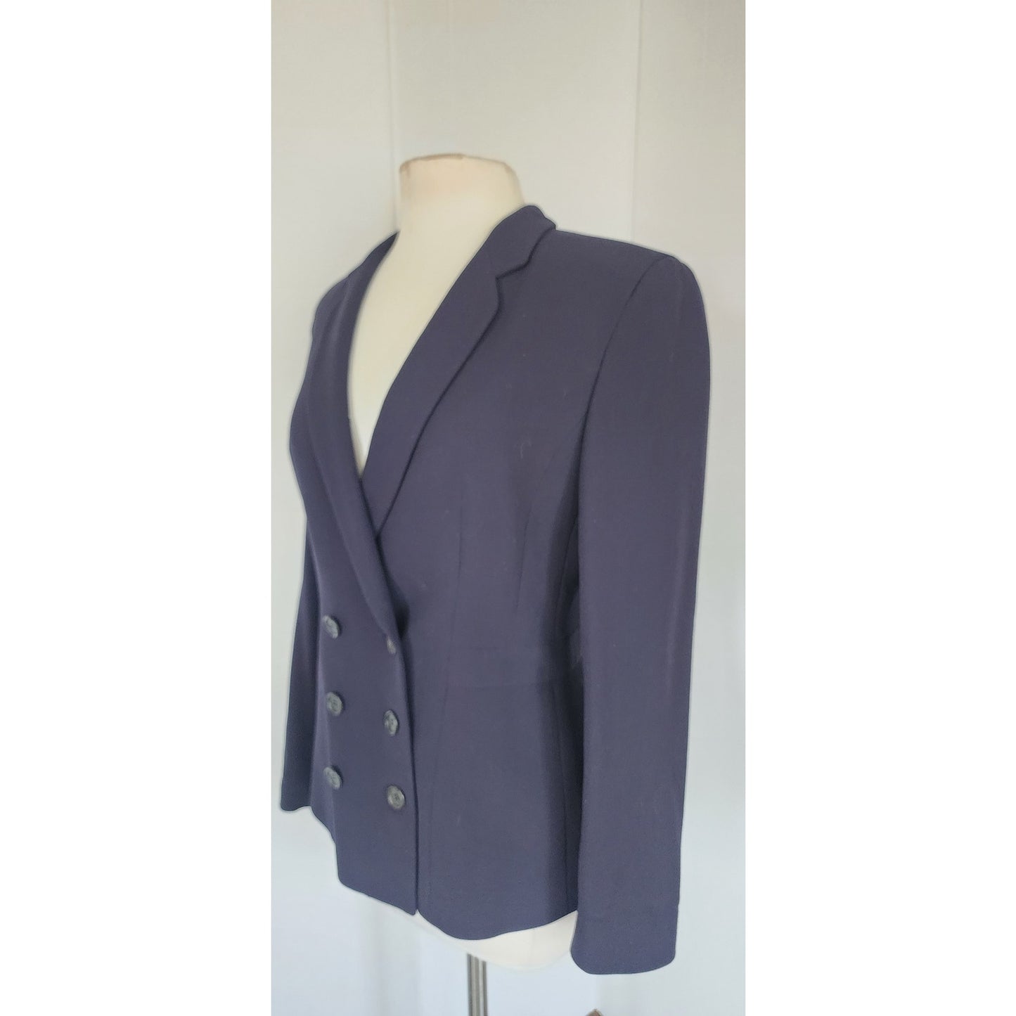 Vintage 1990s Armani Blazer Navy Blue Wool Black Label Borgonuovo / S