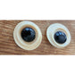 Vintage 60s Mod Button Earrings Cream Black Oversized Geometric Discs