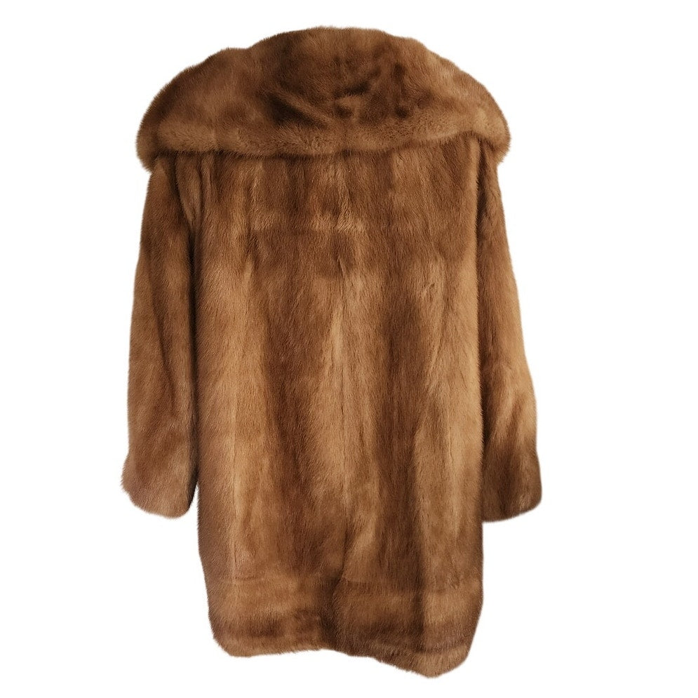 Vintage 50s Mink Fur Coat Caramel Brown Hip Length