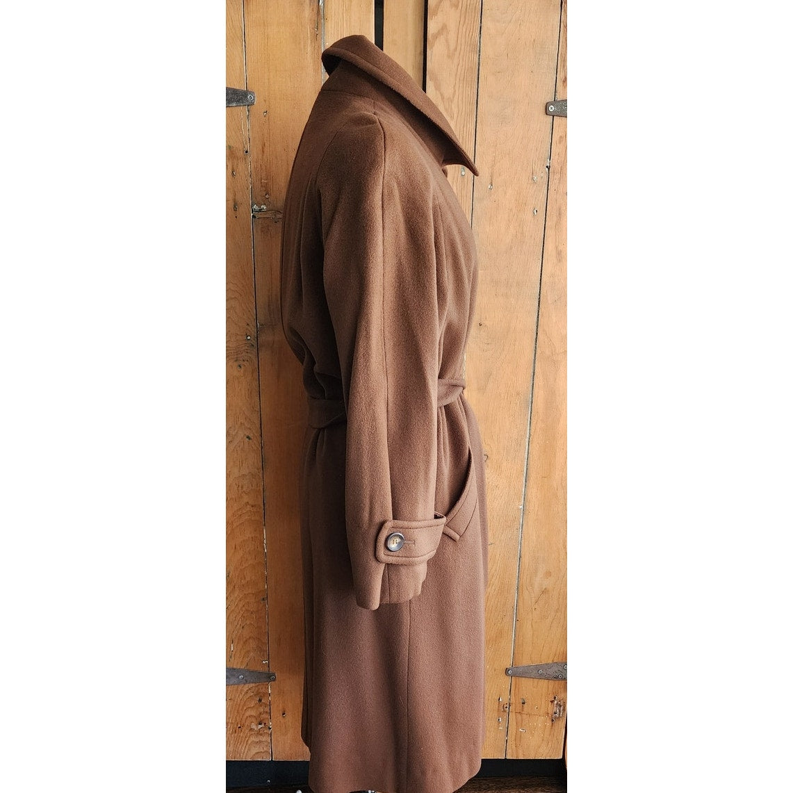 70s Brown Cashmere Coat Belt Tie by Regency for Saks Fifth Avenue