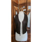 Vintage 1990s Brown Leather Vest Zip Front Karen Kane Vest Fitted Leather Minimalist