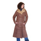 Vintage 1970s Shearling Coat Brown Suede Long Parka Double Breasted