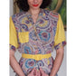 Vintage 1940s Dress Set Paisley Yellow Dress Rayon Belted by Saybury / S