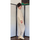 Vintage 80s 90s DONNA KARAN Pant Suit Beige Silk