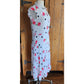 Vintage 80s Cotton Print Dress Polka Dots Red Roses