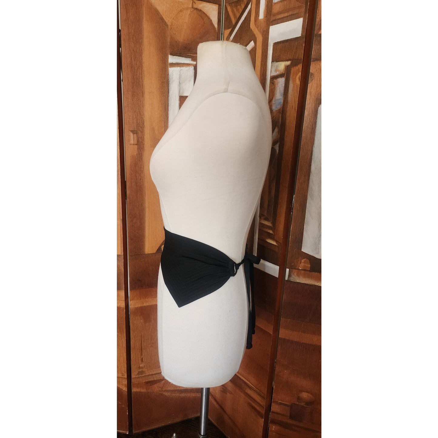 Vintage 1980s Jean Muir Belt Black Fabric Sash Wrap Tie Asymmetrical
