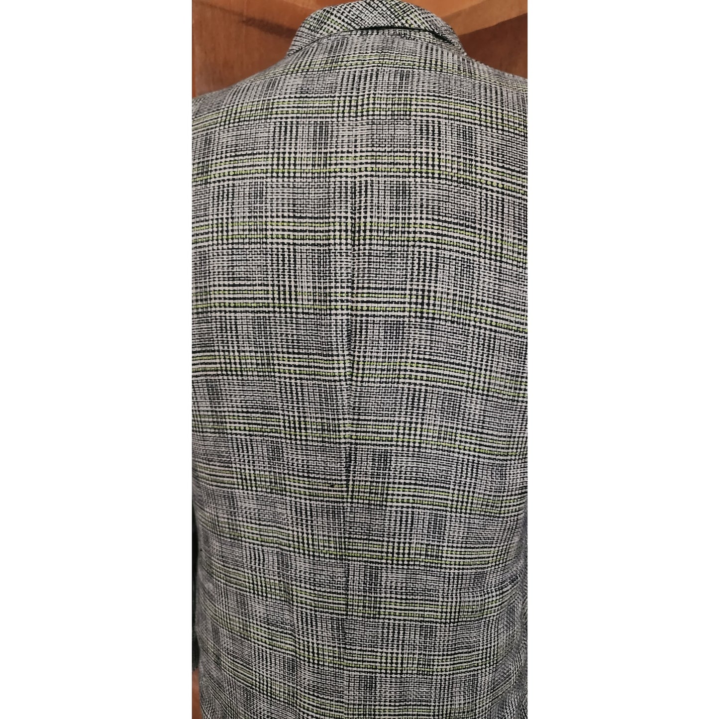 Vintage 80s Gucci Mens Blazer Gray Plaid Linen Double Breasted Sz 48
