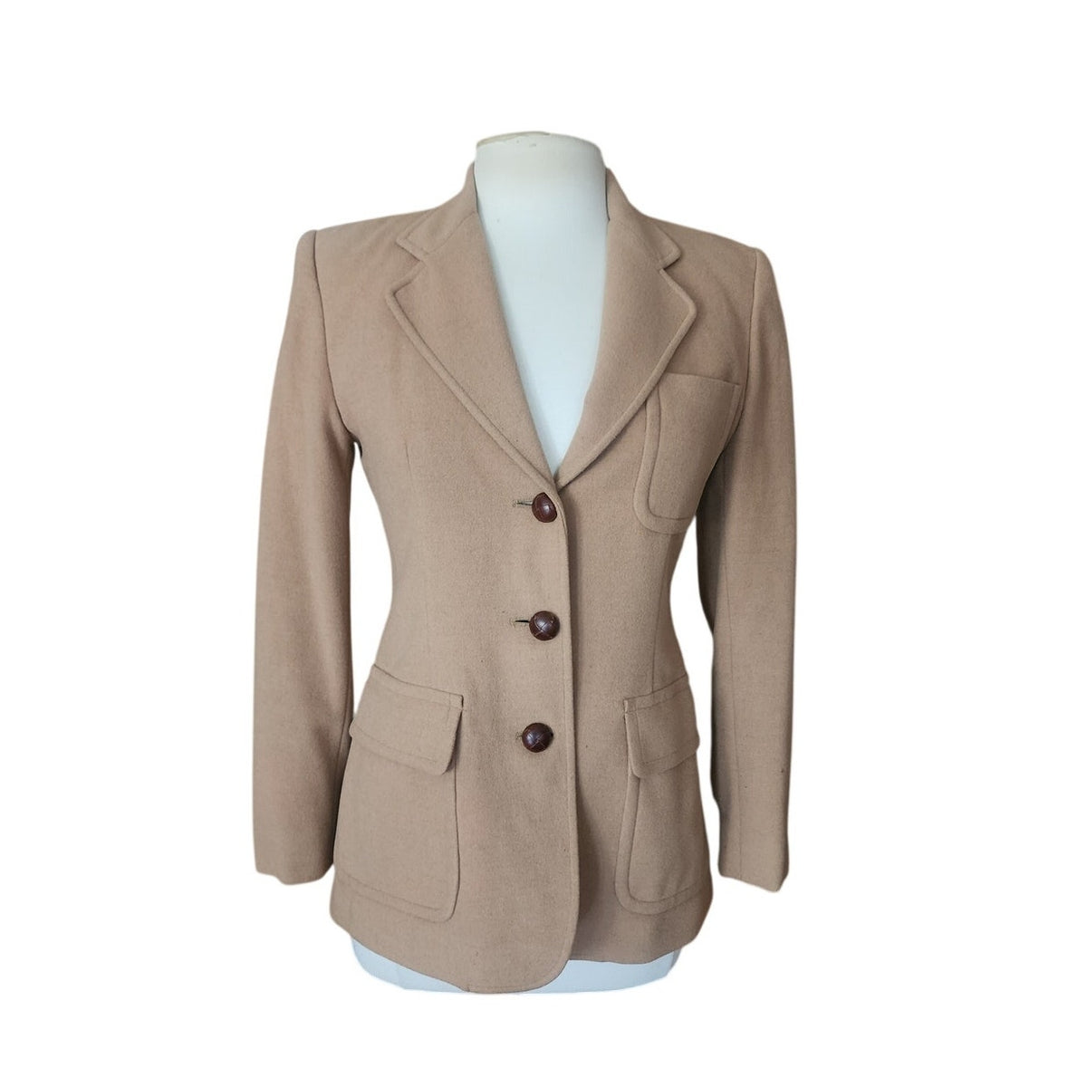 Vintage 1990s Lauren Ralph Lauren Camel Wool Blazer Beige Riding Jacket Saipan 8P