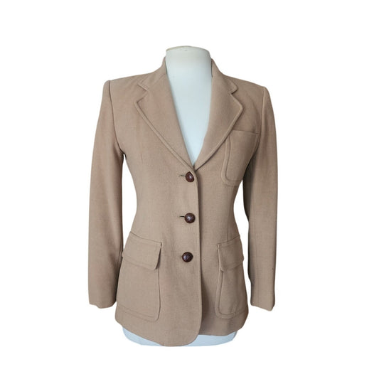 Vintage 1990s Lauren Ralph Lauren Camel Wool Blazer Beige Riding Jacket Saipan 8P