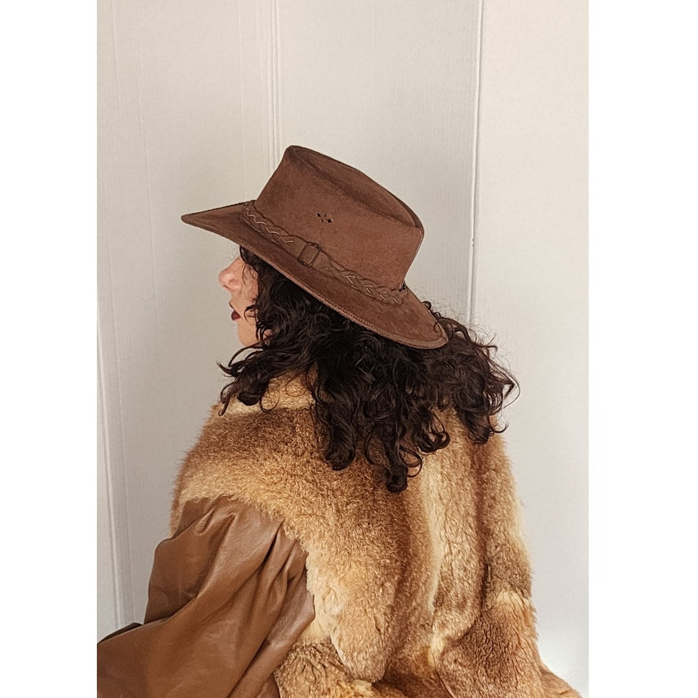 Vintage Brown Suede Hat Overlander Australian Cowboy