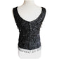Vintage 60s Black Beaded Shell Top Dressy Sleeveless
