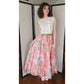 Vintage 70s Maxi Skirt Elastic Waist Pink Floral Print Saks Fifth Avenue