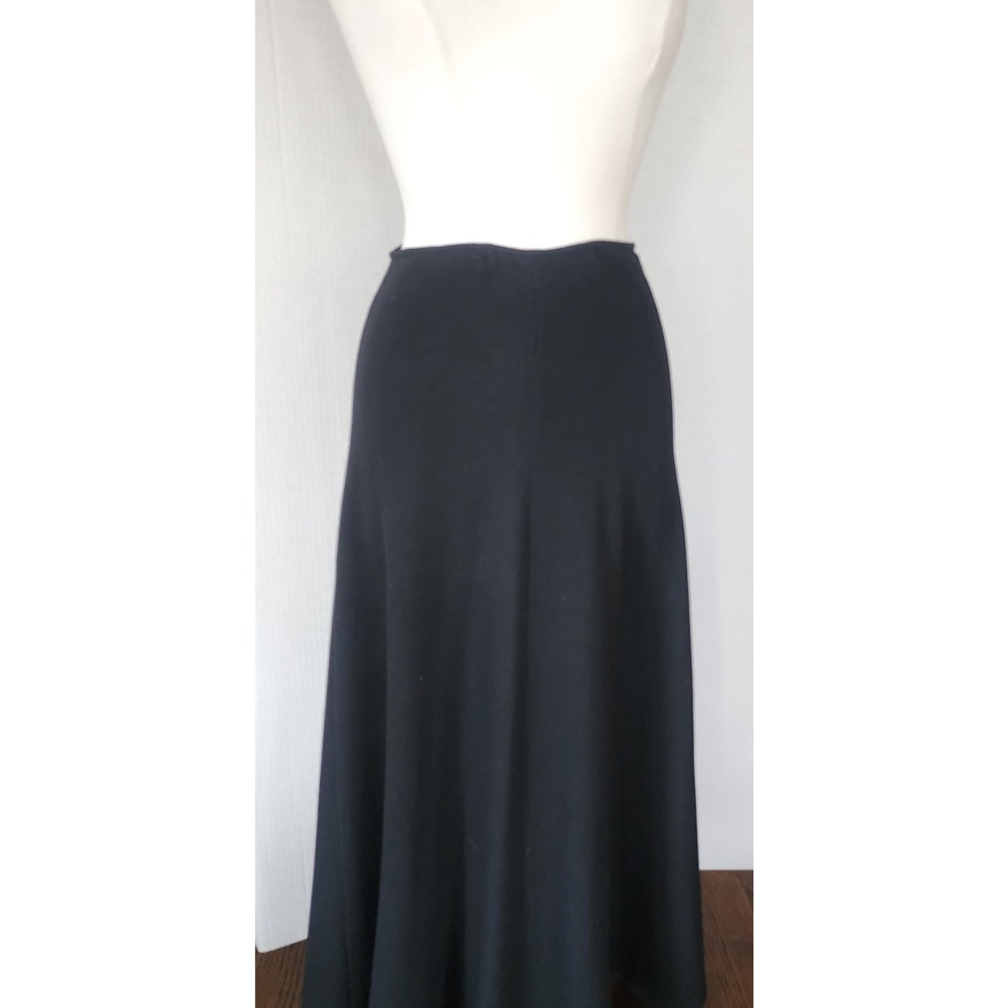 Vintage 1990s St John Knit Evening Skirt Long Black Santa Knit / Med