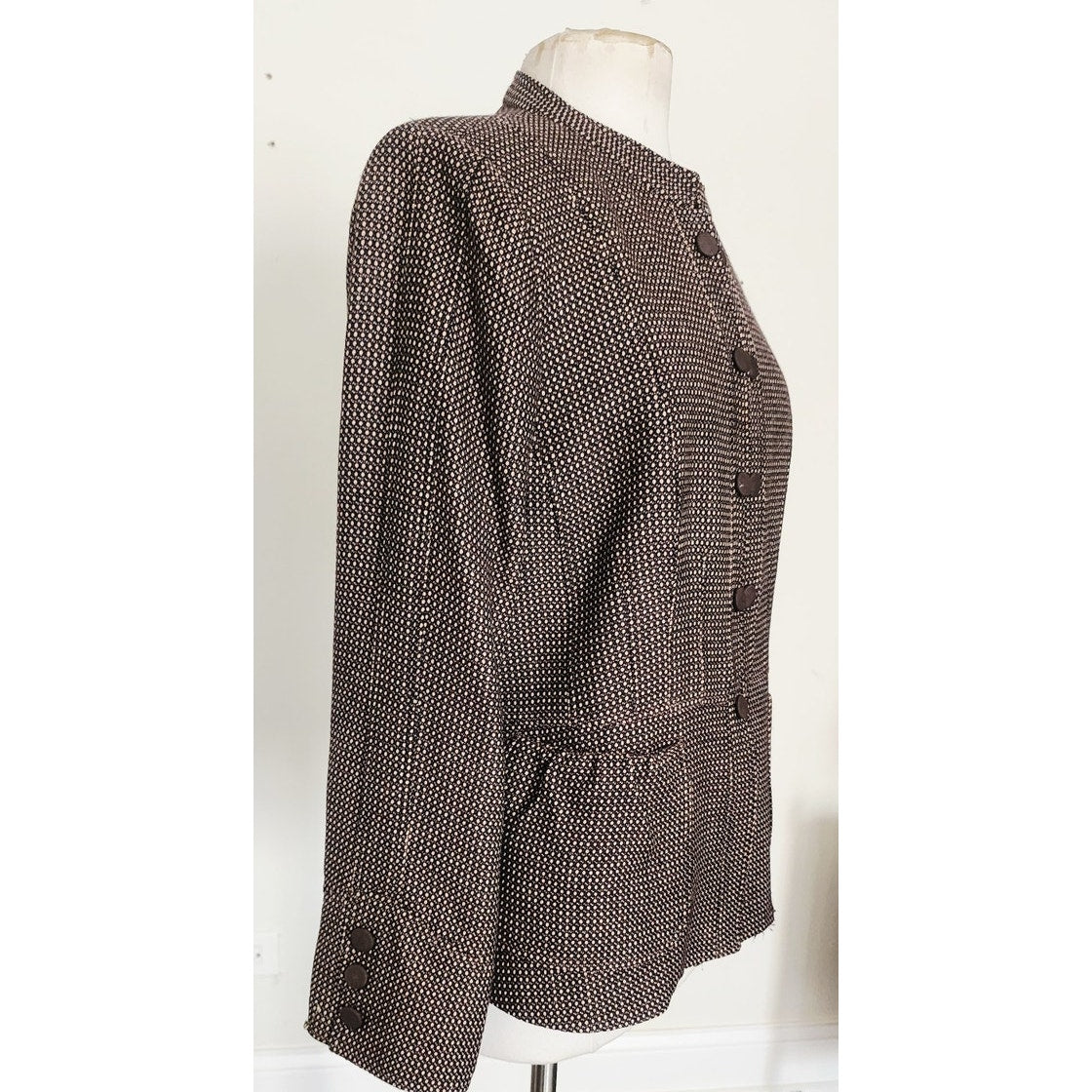 ARMANI COLLEZIONI 2008 Blazer in Brown and Cream Check Wool Jacket / L