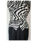 Vintage 1980s AJ Bari Strapless Dress + Bolero Jacket Suit Set Zebra Print Black White Silk / M