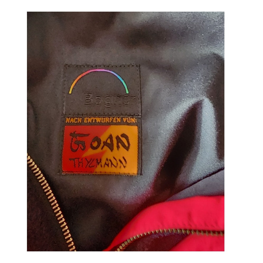 Vintage 1990s Bogner Ski Jacket Goan Thylmann Red Alpine Parka Lion Emblem Fleece Liner