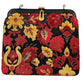 Vintage 60s Tapestry Weave Bag Burgundy Red Yellow Floral Brocade