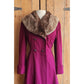 Vintage 1940s Purple Wool Princess Coat Sheared Beaver Fur Collar Double Breasted