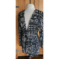 Vintage 80s Blazer Black White Bold Graphic Print Raw Silk