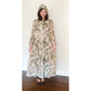 Vintage 1970s Kristie Lou Dress Hooded Floral Maxi Long Sleeve Woodland Fairy