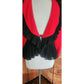 Vintage 1980s Jean Muir Jacket Red Black Ruffle Trim Evening Blazer