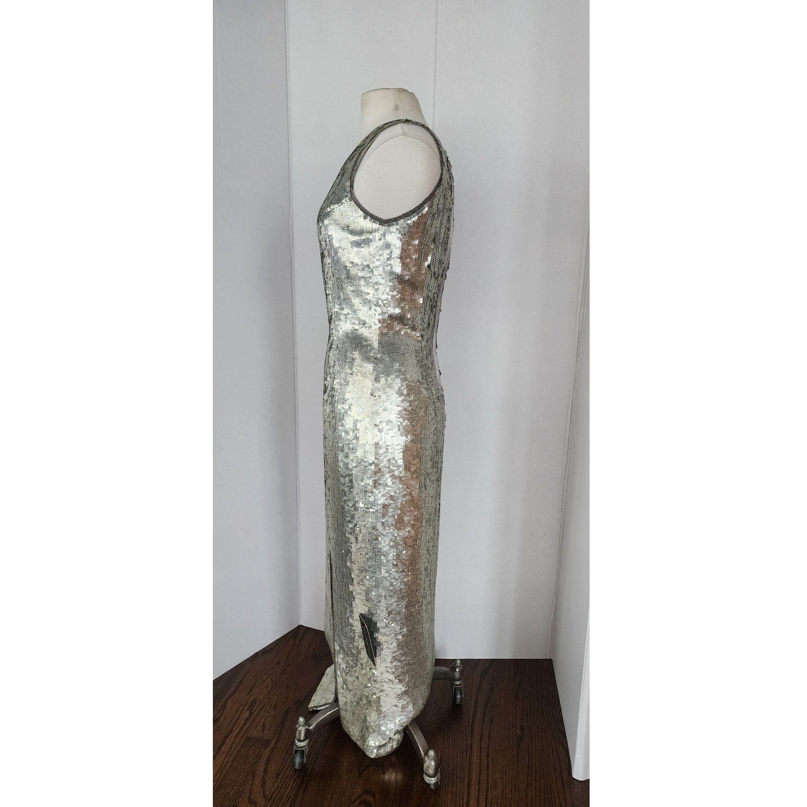 Vintage 90s Silver Evening Dress Metallic Sequins by Scala NWT RareJule Vintage Vintage 90s Silver Evening Dress Metallic Sequins by Scala NWT RareJule Vintage