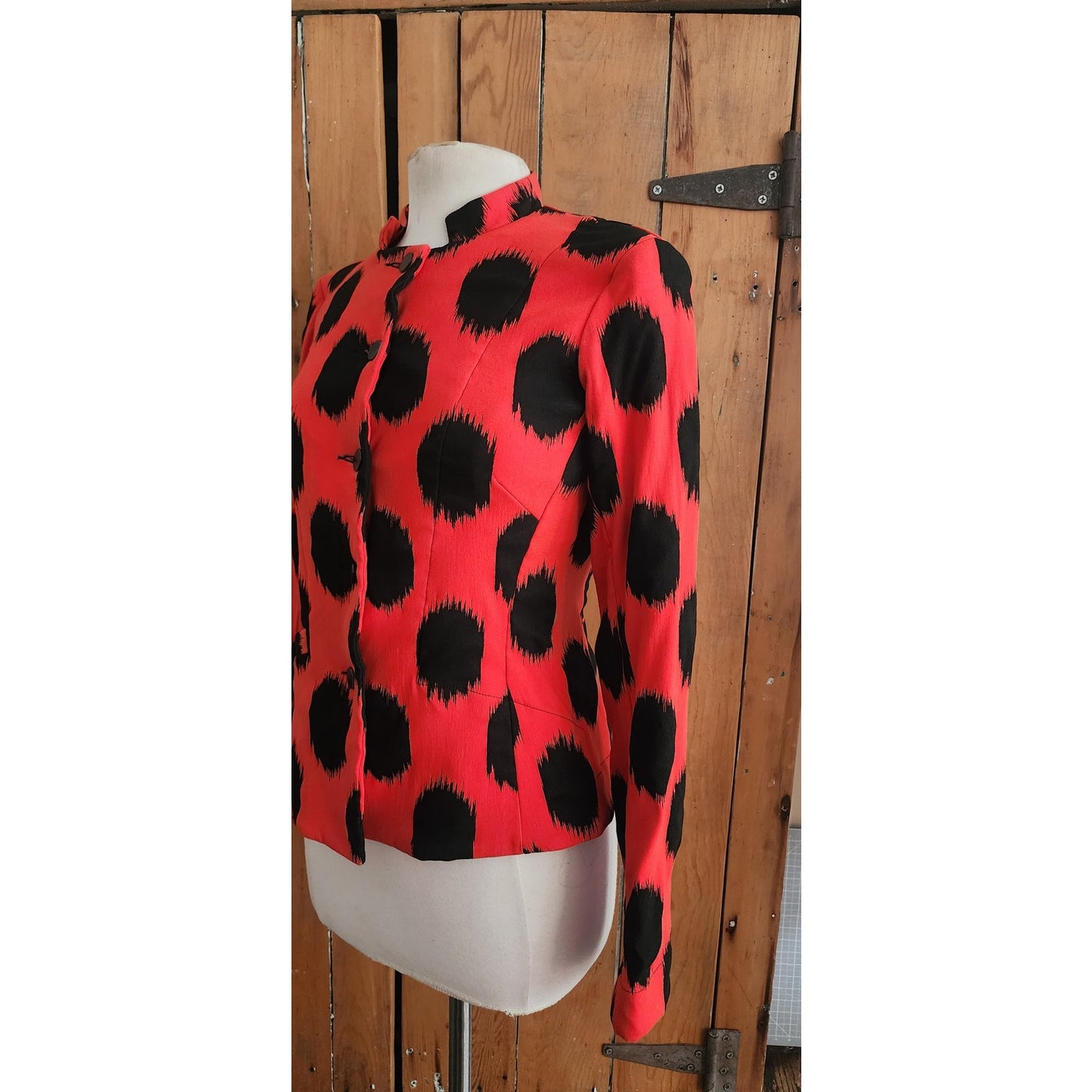 Bitte Kai Rand Blazer Orange Black Spots Ikat Print Danish Art to Wear NWT
