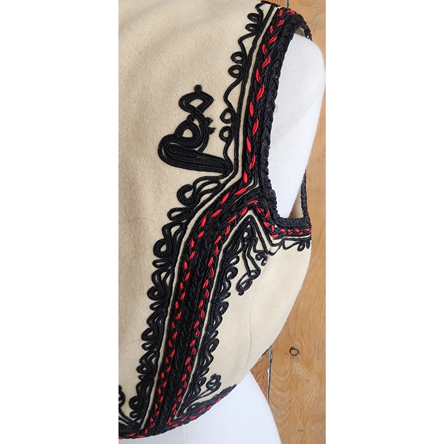 Vintage Romanian Vest Embroidered Wool Felt Folk Costume Traditional Dress