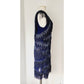 Vintage 2000s Blue Beaded Dress Silk Fringe Flapper Style / Medium