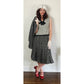 Vintage 1960s Mod Suit Pleated Midi Skirt + Top Gray Black Wool Tweed Geometric Schoolgirl