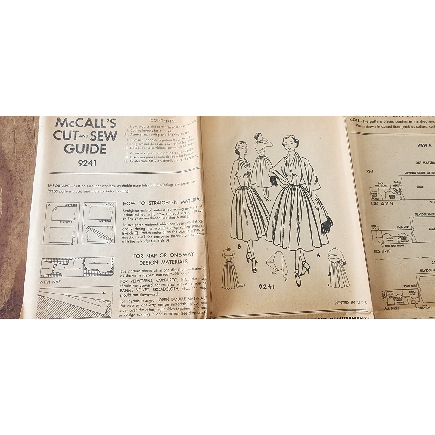 Vintage 50s Sewing Pattern ORIGINAL: Dress & Stole Shawl Scarf McCalls 9241