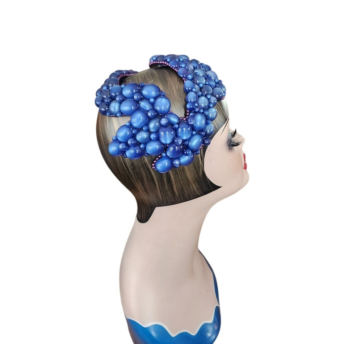 Vintage 1950s Bes-Ben Hat Blue Moonstone Fascinator Juliet Style