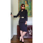 Vintage 1990s Armani Skirt Suit Black or Dark Navy Blue Wool / S