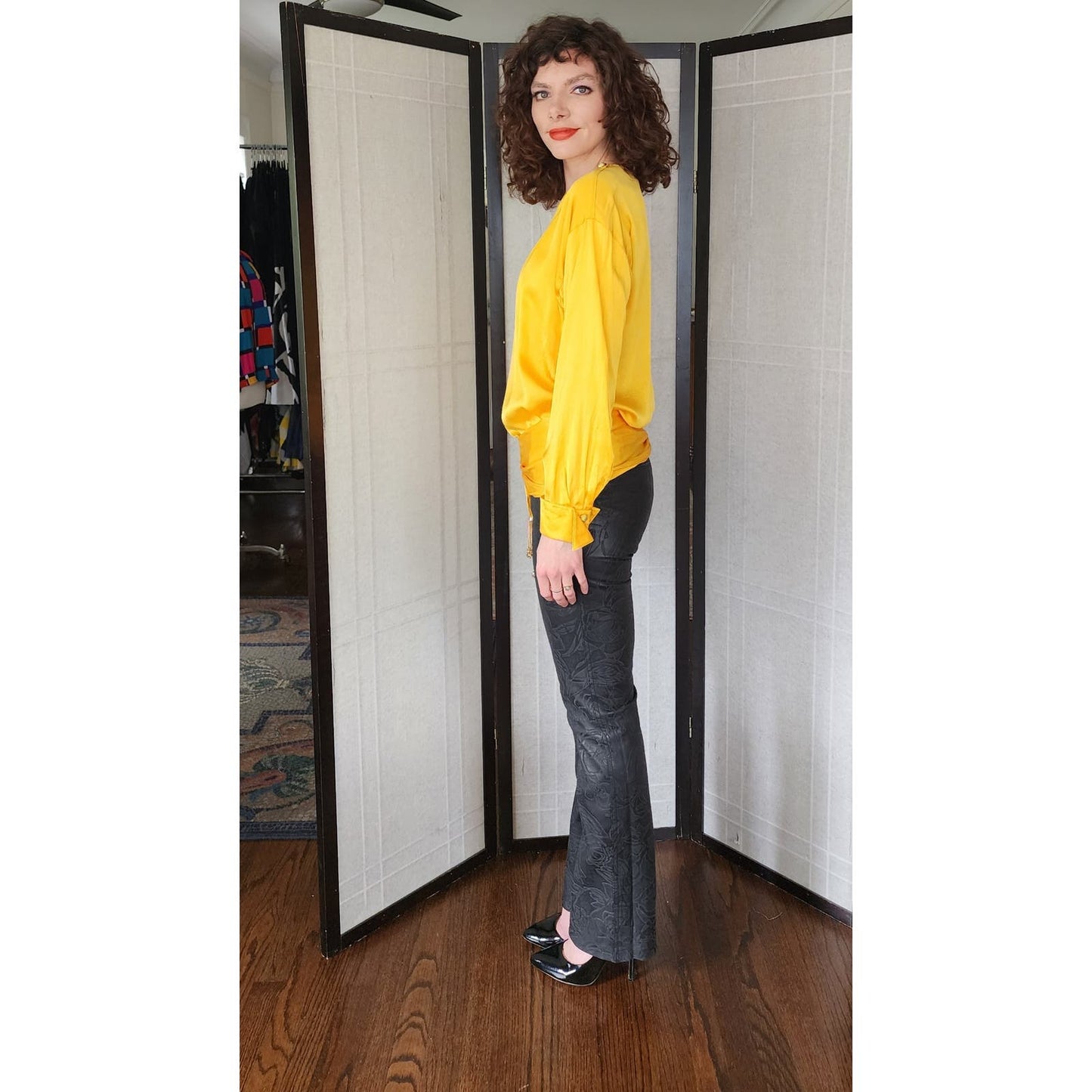 Vintage Y2k Pants Black Leather Embossed Express Low Rise