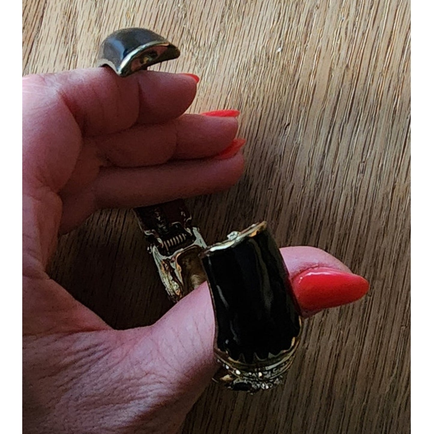 Vintage Black Panther Enamel Bracelet Art Deco Erte Style