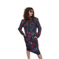 Vintage 1980s UNGARO Sac Dress Dark Floral Print Wool w/Sash Necktie / M