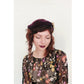 Vintage 50s Hat Burgundy Red Velvet w/Beaded Floral Trim by Anne Savel
