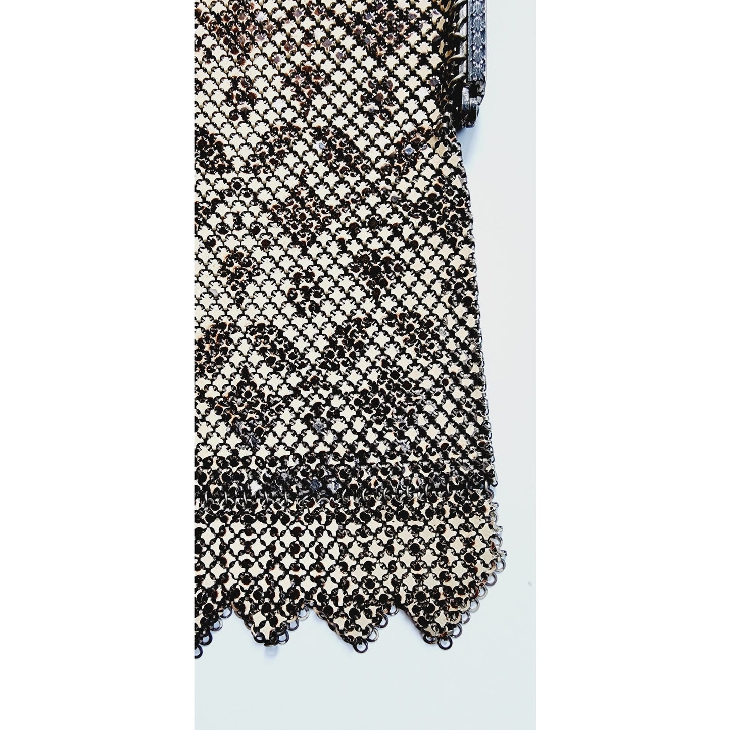 Antique Evening Bag Beaded Mesh Silver Beige 1910s Art Nouveau Mandalian Co