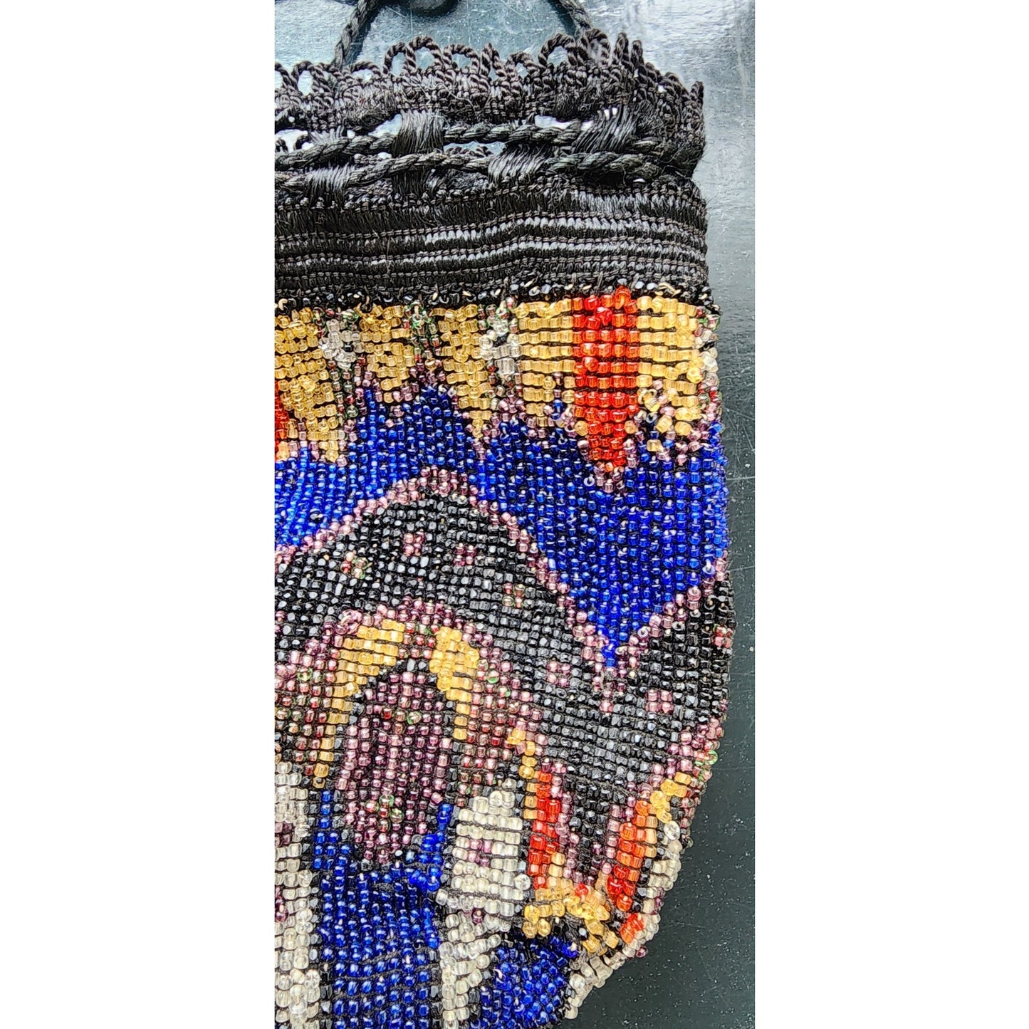 Antique Beaded Bag Vintage Art Deco Purse Drawstring 1920s Reticule