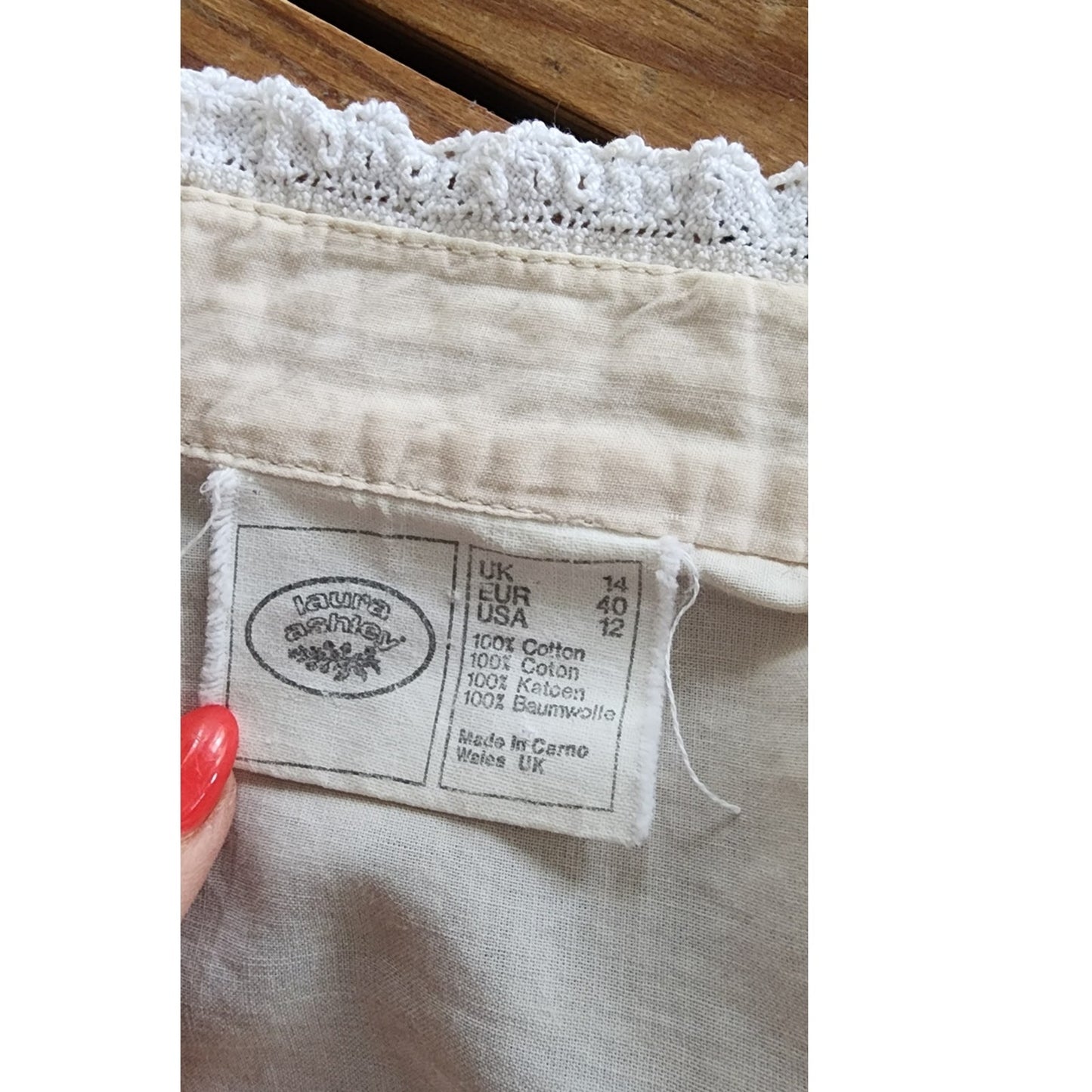 Vintage 80s Laura Ashley Cream Cotton Victorian Revival Blouse