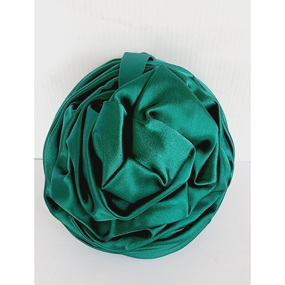 Vintage 50s Evening Hat Green Silk Turban Chapeaux Paris