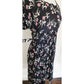 Vintage 30s Rayon Print Maternity Dress Adjustable Tie Sash Dark Floral Print