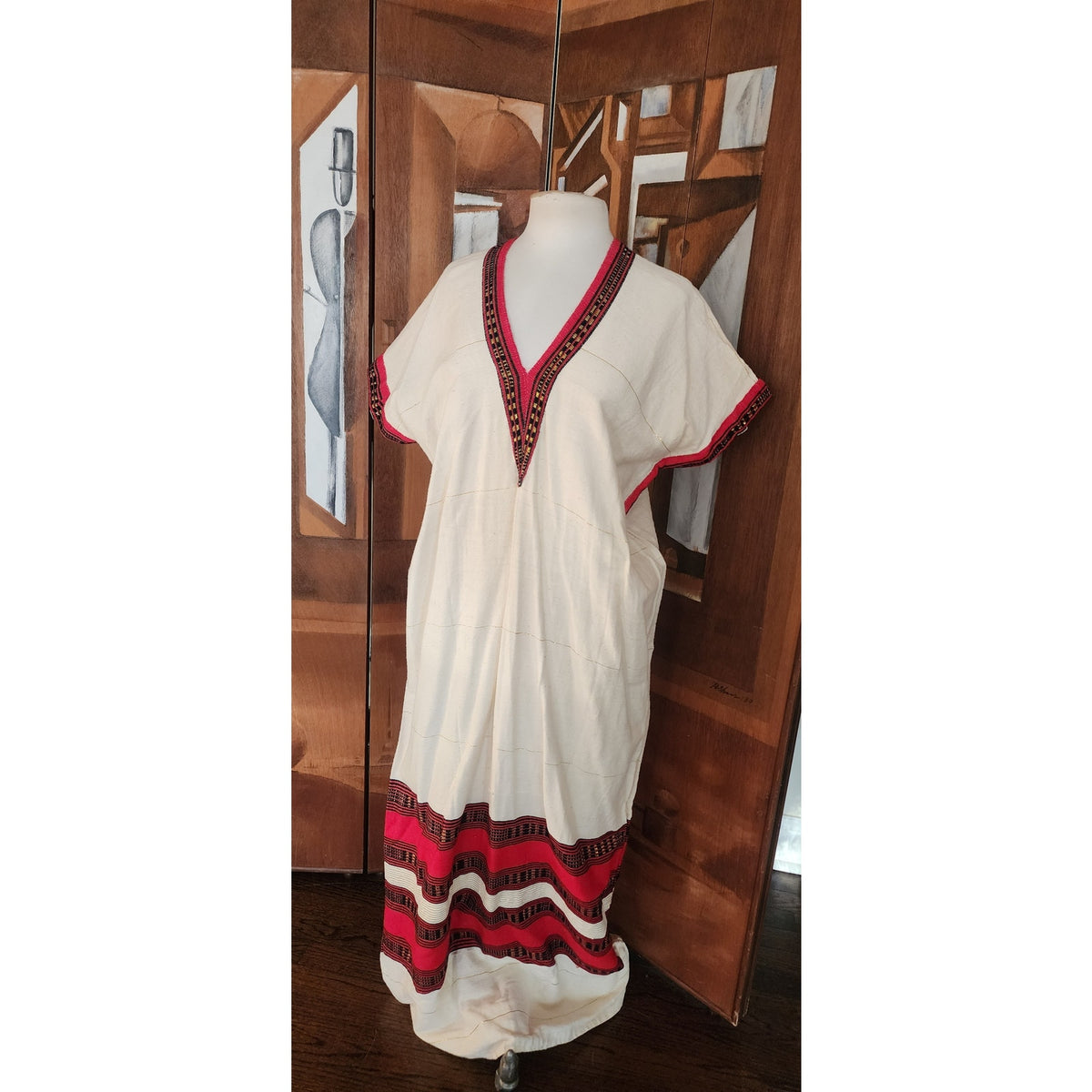 Vintage Handmade Ethiopian Traditional Costume Coptic Eritrean Habesha Dress Scarf Folk Ethnic