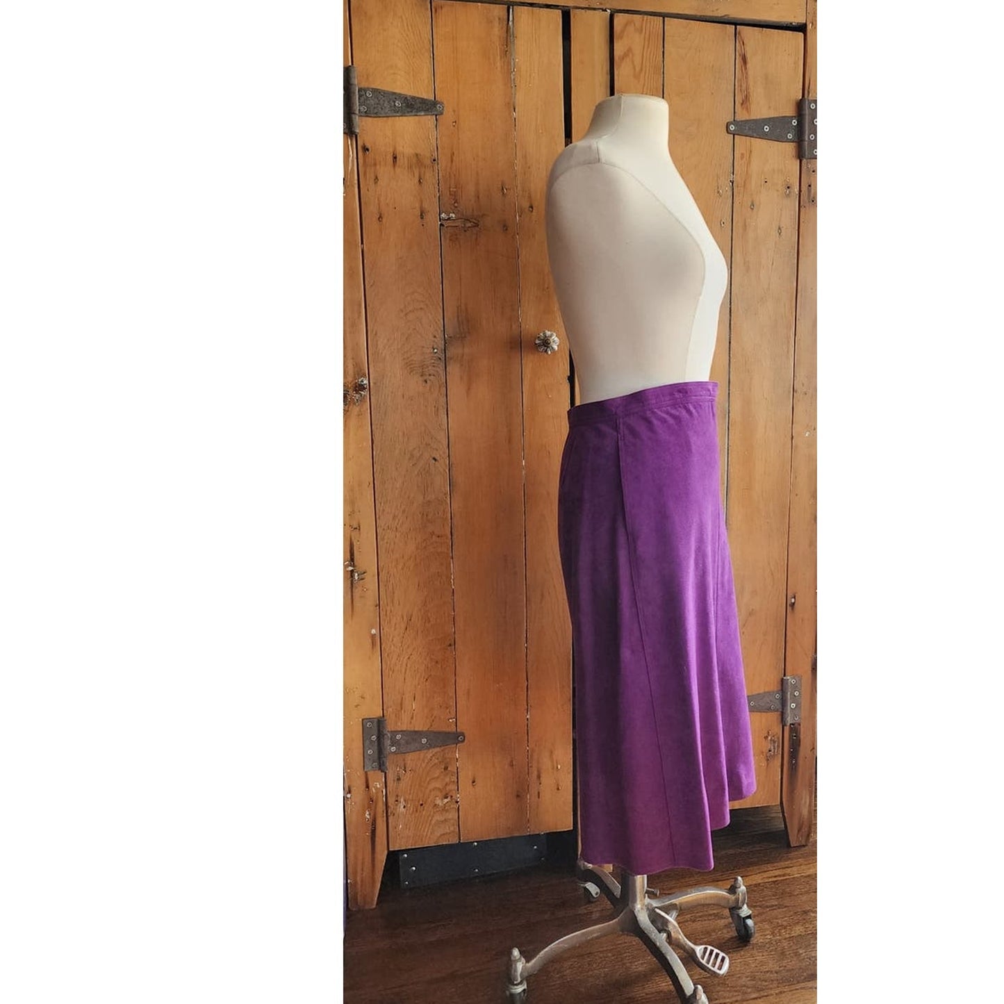 Vintage 70s Purple Skirt Ultrasuede Midi Skirt