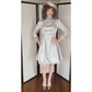 Vintage 60s Wedding Dress Silver Gray Silk w/ Fur Cuffs + Veiled Hat