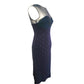 Vintage 1950s Dress + Jacket Suit Set Navy Blue Polkadot Wool Silk / M