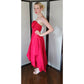 Vintage 80s Red Party Dress Strapless w/Bow by Climax