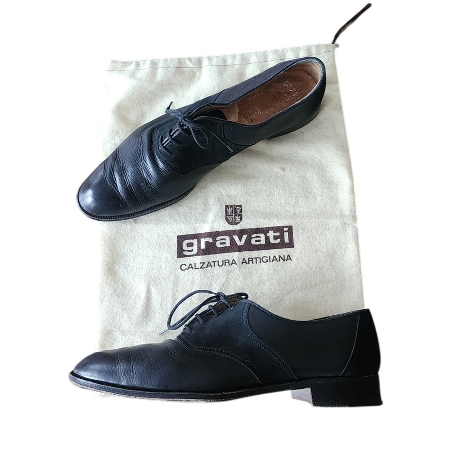 Vintage GRAVATI Womens Derby Shoes Black Lace Up Oxfords Suede Leather 10 1/2 N