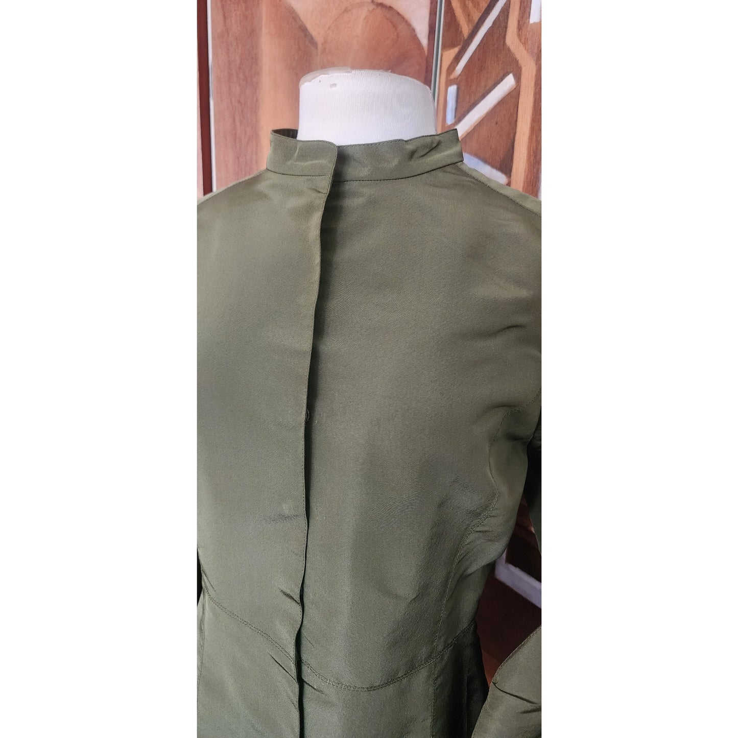 Oscar de la Renta Skirt Suit SS 2008 Green Silk Taffeta Peplum Blazer Bell Cuffs