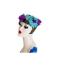 Vintage 50s Flower Hat Felt Petals Blue Purple Hattie Carnegie